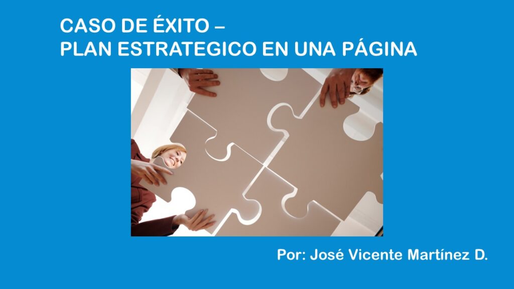 CASO DE ÉXITO PLAN ESTRATEGICO EN UNA PÁGINA AGREGA VALOR